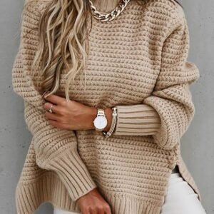 Women Yarn/Wool Yarn Plain Long Sleeve Comfy Casual Sweater