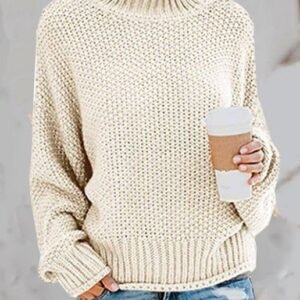 Women Yarn/Wool Yarn Plain Long Sleeve Comfy Casual Sweater